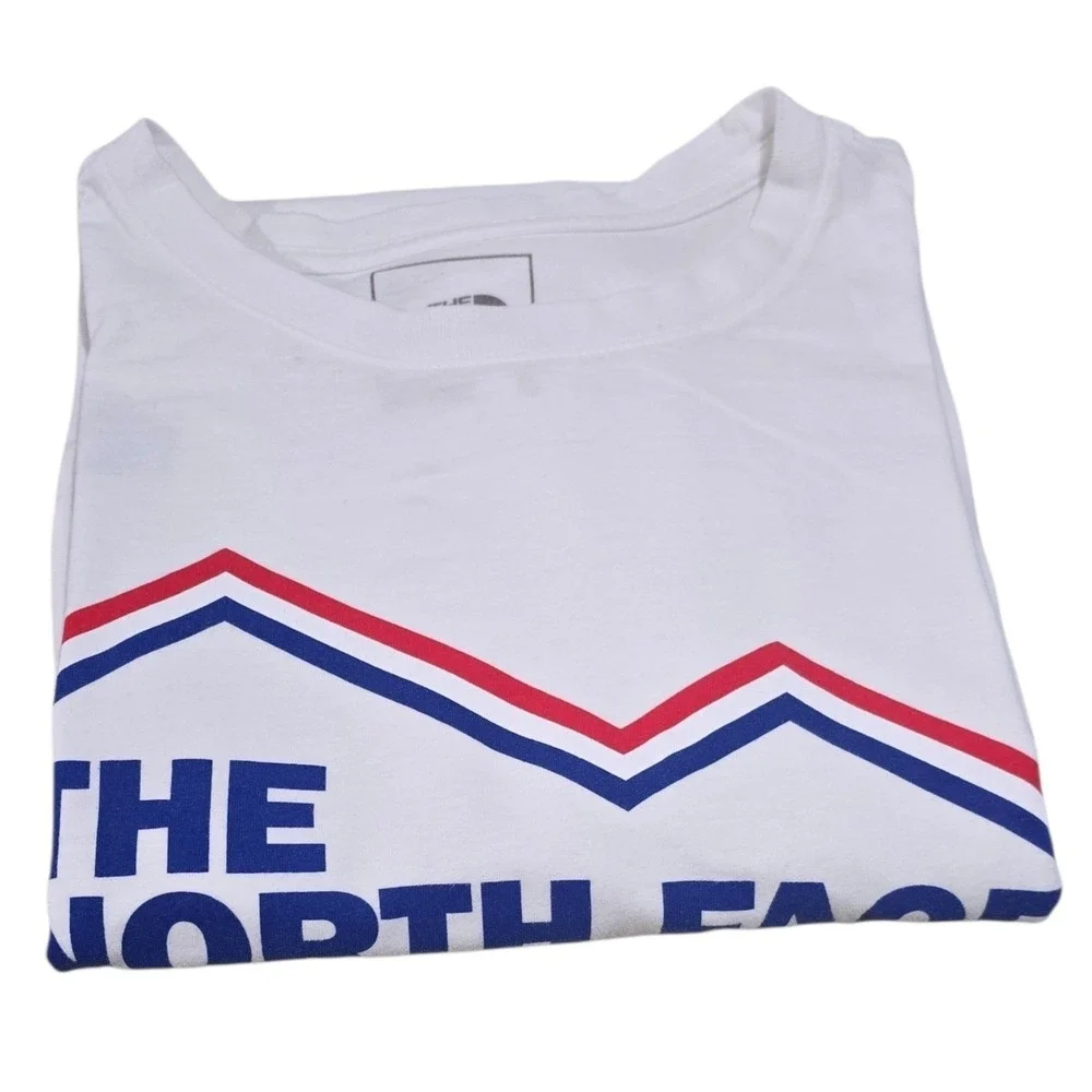 The North Face New USA T-Shirt Mens Graphic Logo‎ Mountain White XL ML056 FLAWS